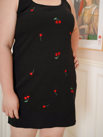 CHERYL Embroidery Cherries Knitted Dress