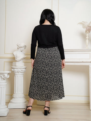 DAHLIA Two in One Set Black Floral Dress