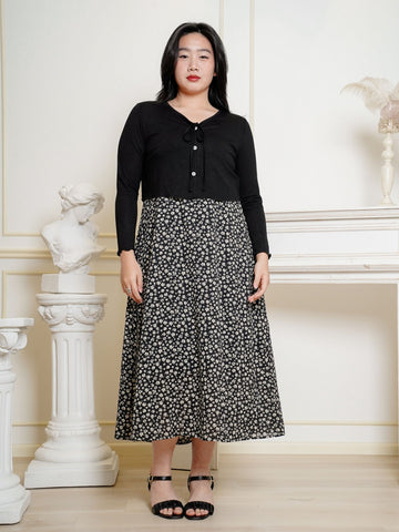 DAHLIA Two in One Set Black Floral Dress