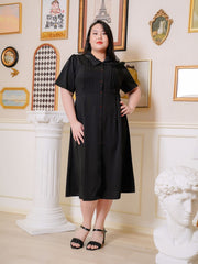 DAWSON Button Front Black Long Dress