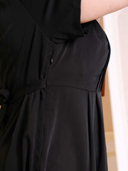 DAWSON Button Front Black Long Dress