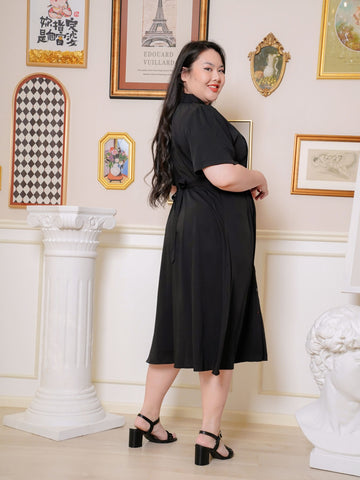 DAWSON Button Front Black Long Dress