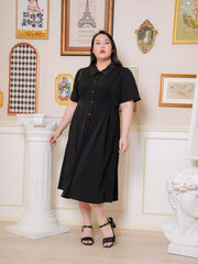 DAWSON Button Front Black Long Dress