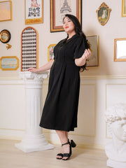 DAWSON Button Front Black Long Dress