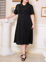 DAWSON Button Front Black Long Dress
