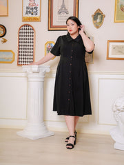 DAWSON Button Front Black Long Dress