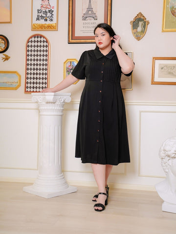 DAWSON Button Front Black Long Dress