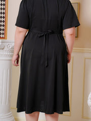 DAWSON Button Front Black Long Dress