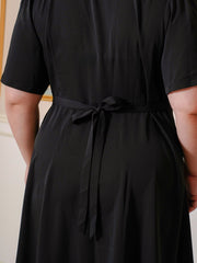 DAWSON Button Front Black Long Dress
