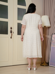 DEAN Square Neck Button Front Midi Dress