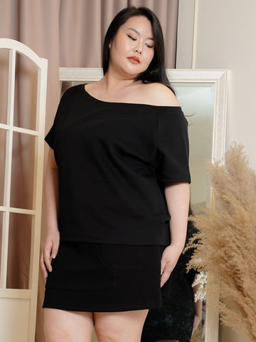 GWYN One Shoulder Short Drawstring Pencil Skirt Set Wear