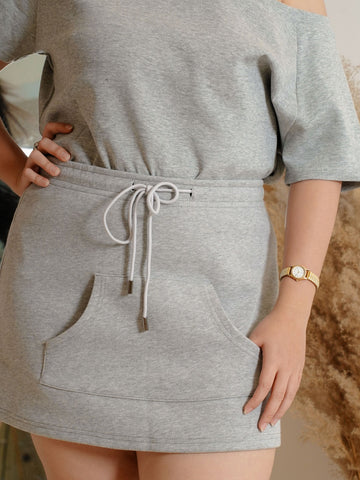 GWYN One Shoulder Short Drawstring Pencil Skirt Set Wear