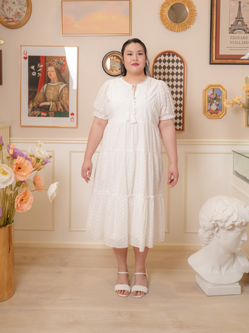 HADLEY White ROM Bohemian Eyelet Dress Curvery