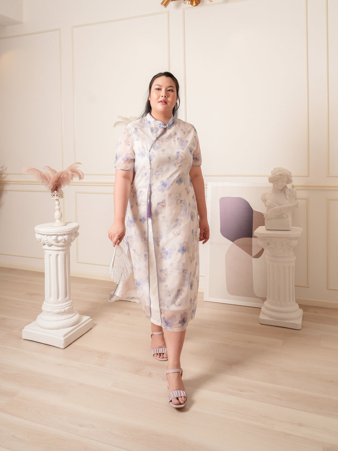 HARLOW Purple Tassel Chiffon Cheongsam Qipao Dress – Curvery