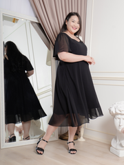 HAZEL Black Chiffon Butterfly Sleeve Dress