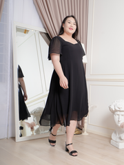 HAZEL Black Chiffon Butterfly Sleeve Dress