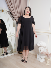 HAZEL Black Chiffon Butterfly Sleeve Dress