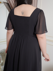 HAZEL Black Chiffon Butterfly Sleeve Dress