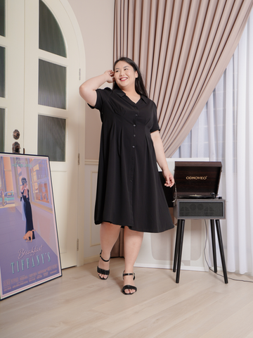 HELEN Work Wear V Neckline Midi Office Dress