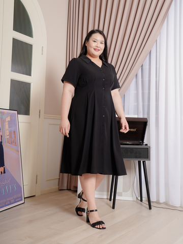 HELEN Work Wear V Neckline Midi Office Dress