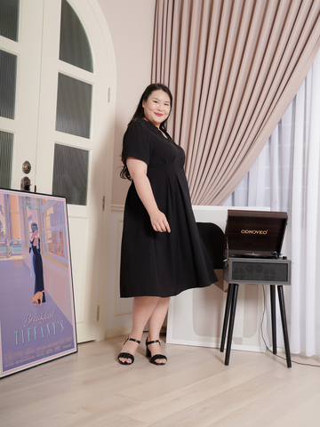 HELEN Work Wear V Neckline Midi Office Dress