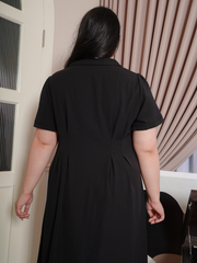 HELEN Work Wear V Neckline Midi Office Dress