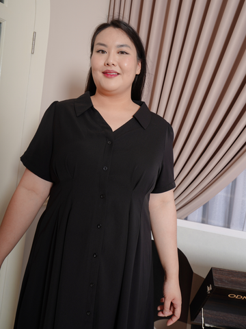 HELEN Work Wear V Neckline Midi Office Dress
