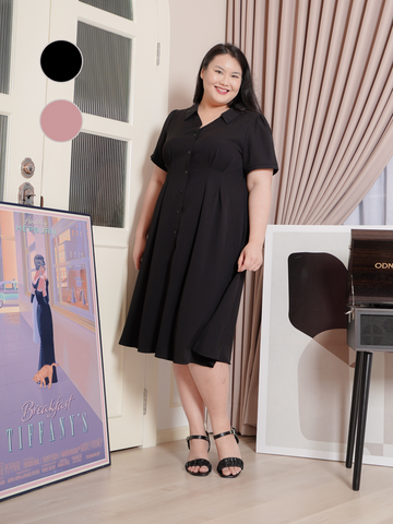 HELEN Work Wear V Neckline Midi Office Dress