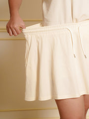 JOURNEE Cream Polo Collar Pleated Skort Set Wear