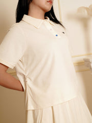 JOURNEE Cream Polo Collar Pleated Skort Set Wear