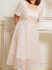 JOVAIN Pastel Watercolor Square Neck Dress