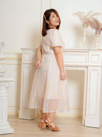 JOVAIN Pastel Watercolor Square Neck Dress