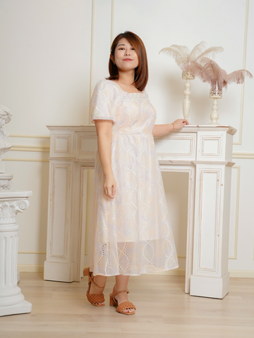 JOVAIN Pastel Watercolor Square Neck Dress
