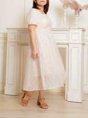JOVAIN Pastel Watercolor Square Neck Dress