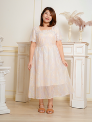 JOVAIN Pastel Watercolor Square Neck Dress
