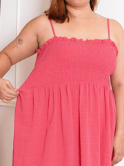 JULIANA Hot Pink Elastic Summer Dress