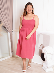 JULIANA Hot Pink Elastic Summer Dress