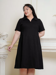 LILITH Polo Lapel Collar A-Line Midi Dress