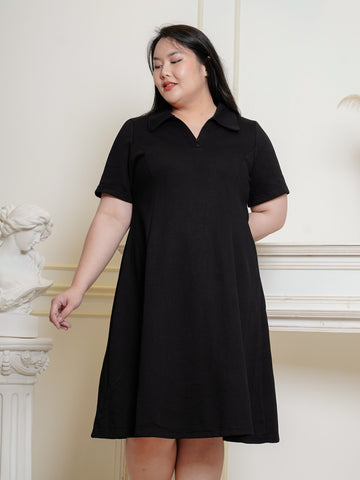 LILITH Polo Lapel Collar A-Line Midi Dress