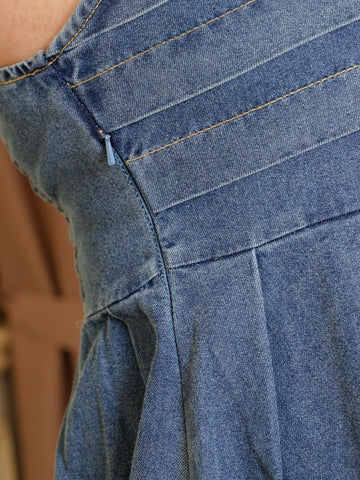 LILLEVI Denim Co-Ord Set Short Sleeve  Maxi Dress