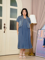 LILLEVI Denim Co-Ord Set Short Sleeve  Maxi Dress