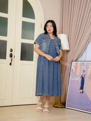 LILLEVI Denim Co-Ord Set Short Sleeve  Maxi Dress