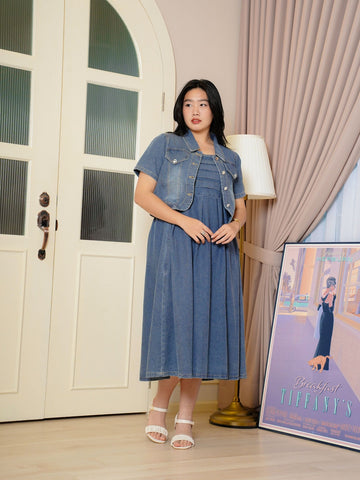 LILLEVI Denim Co-Ord Set Short Sleeve  Maxi Dress