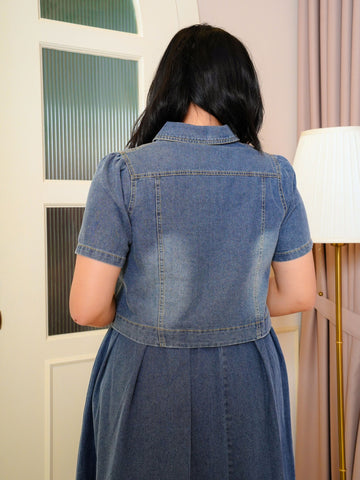 LILLEVI Denim Co-Ord Set Short Sleeve  Maxi Dress