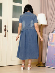 LILLEVI Denim Co-Ord Set Short Sleeve  Maxi Dress