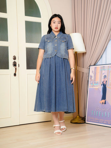 LILLEVI Denim Co-Ord Set Short Sleeve  Maxi Dress