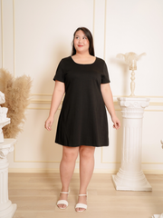 LIVELEE Back Ribbon Casual Black Short Dress