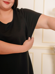 LIVELEE Back Ribbon Casual Black Short Dress