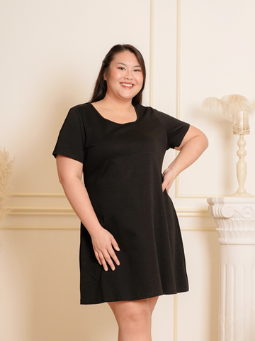 LIVELEE Back Ribbon Casual Black Short Dress