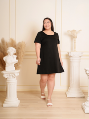 LIVELEE Back Ribbon Casual Black Short Dress